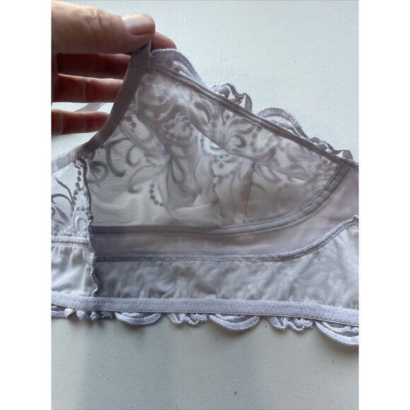 Free People Size M Bralette Metallic Lace Lavender Fairy Sheer Dainty Whimsigoth - Picture 9 of 9